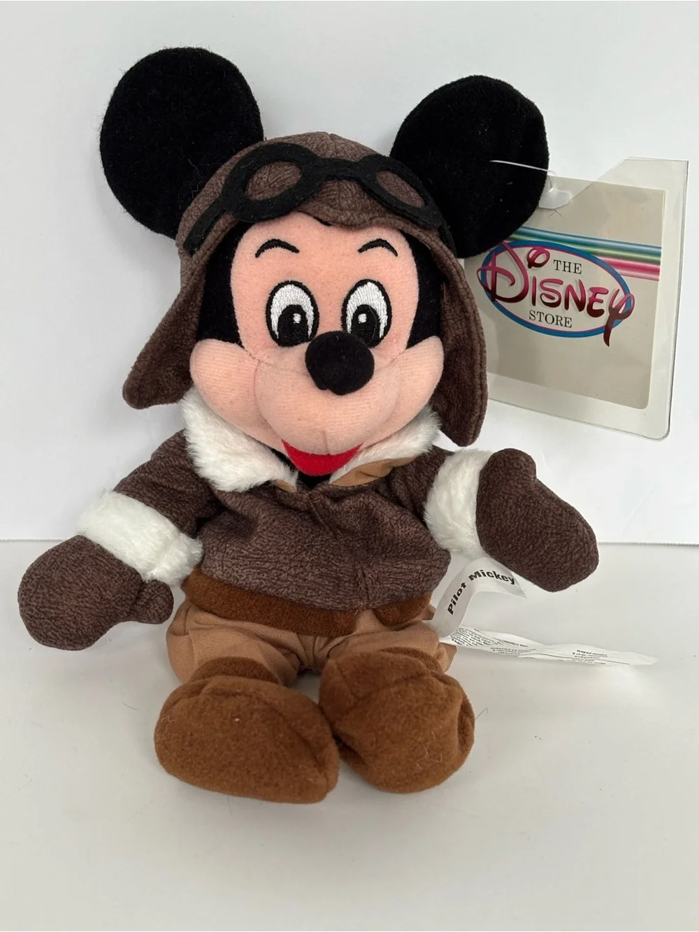 Vintage Disney Store Pilot Mickey Mouse Bean Bag Plush with Tags